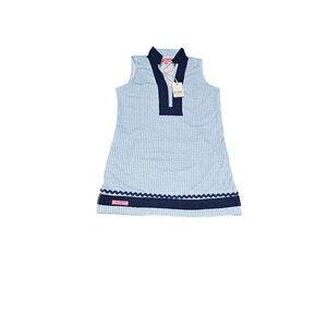 Simply Southern Youth Sleeveless Tunic Dress Blue & Navy Striped Pattern YS